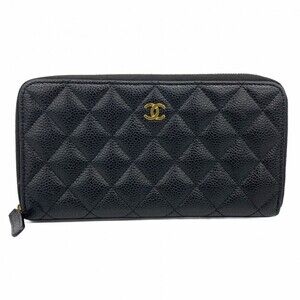CHANEL Authentic Black Caviar Leather Wallet
